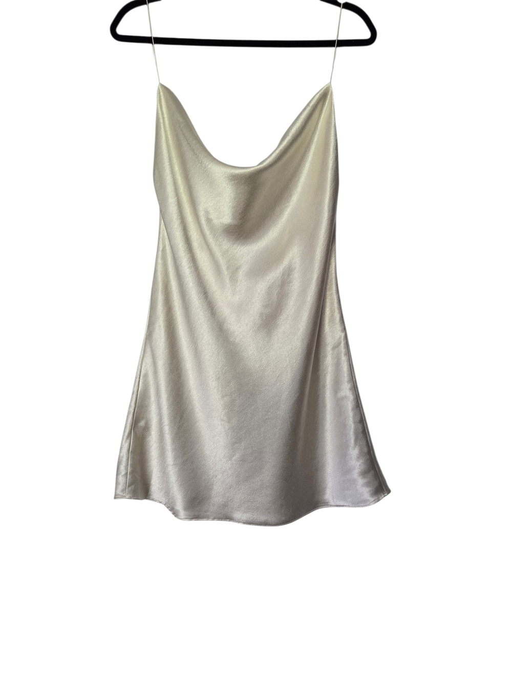 Double Zero Ivory Satin Slip Dress L Cowl Neck Mini Spaghetti Strap